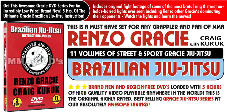 Renzo Gracie's Gracie Jiu-Jitsu Best-Seller, Brazilian Jiu-Jitsu, Instructional DVD Series ON SALE NOW!